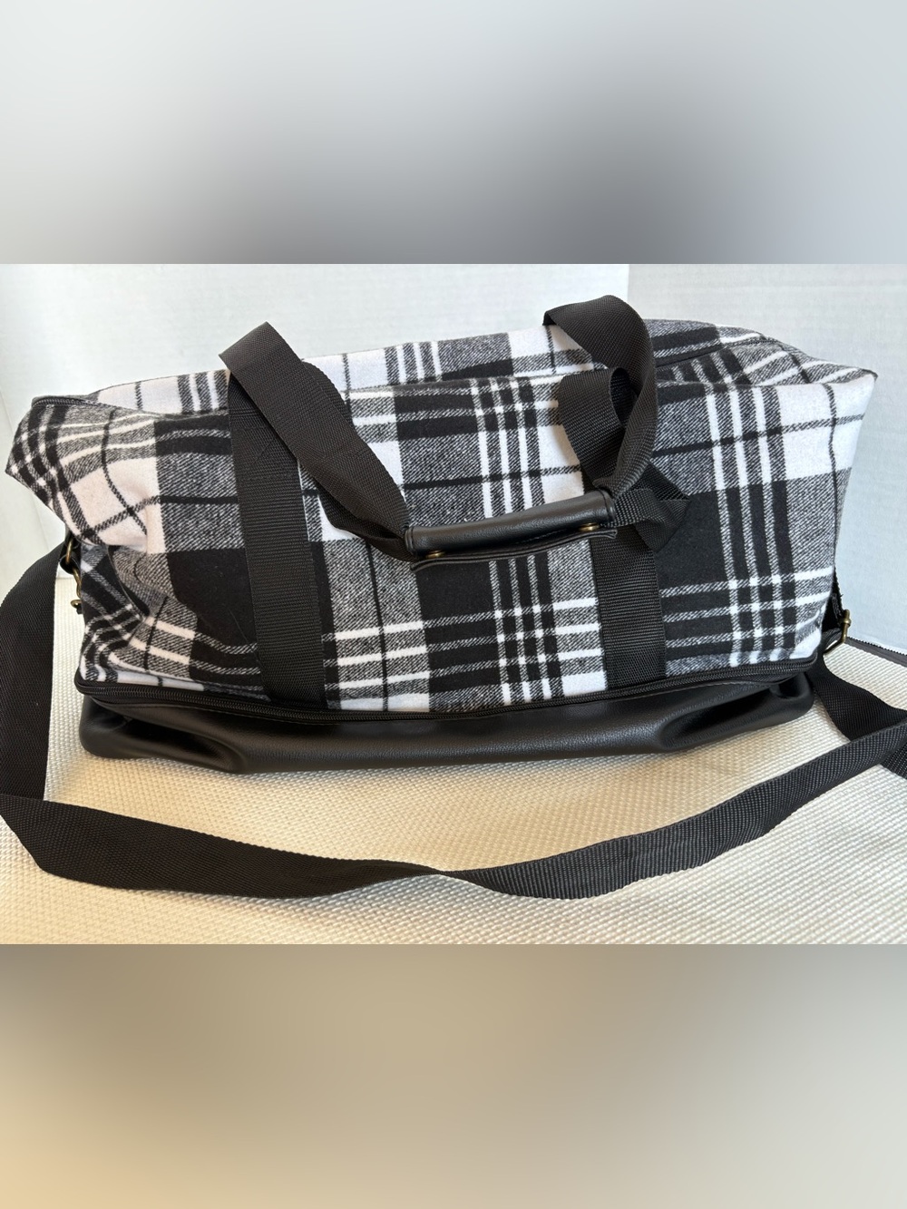 DSW Weekender Bag Travel Carry On Black And White Plaid
